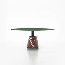 Load image into Gallery viewer, Menhir - Glossy Lacquered Dark Green Top - Levanto Red Marble Base