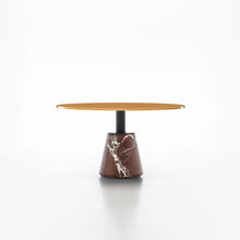 Load image into Gallery viewer, Menhir - Glossy Lacquered Mustard Yellow Top - Levanto Red Marble Base
