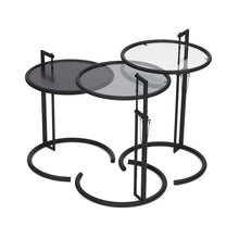 Load image into Gallery viewer, Black powder coat version with clear glass, smoked glass, Black lacquered top