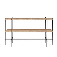Load image into Gallery viewer, TS Console - Two Racks - Warm Taupe Travertine Top - Black Base