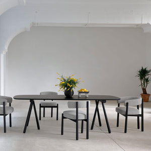 Dalya Bridge Dining Chair - Black Stained Solid Ash