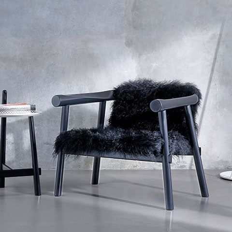 Altay Armchair - Black Mongolian Goatskin