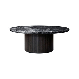 Moon Coffee Table - Black Marquina Marble Top - Brown/Black Stained Veneer Oak Lacquered Base
