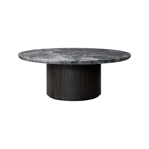Moon Coffee Table - Grey Emperador Marble Top - Brown/Black Stained Veneer Oak Lacquered Base