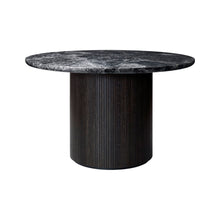 Load image into Gallery viewer, Moon Dining Table - Round - Grey Emperador Marble Top - Brown/Black Stained Veneer Oak Lacquered Base