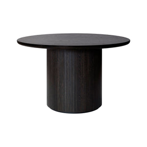 Moon Dining Table - Brown/Black Stained Veneer Oak Lacquered Top - Brown/Black Stained Veneer Oak Lacquered Base