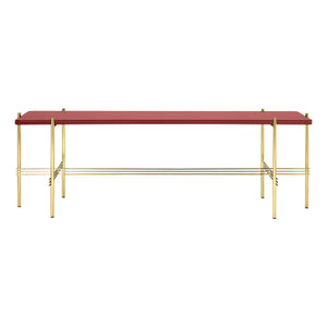 TS Console - Rusty Red Glass Top - Brass Base