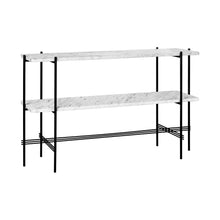 Load image into Gallery viewer, TS Console - Two Racks - White Carrara Marble - Black Base