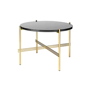 TS Table - Round - Graphite Black Glass Top with Brass Base