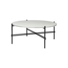 Load image into Gallery viewer, TS Table - Round - Oyster White Glass Top with Black Base
