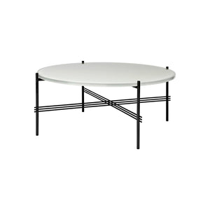 TS Table - Round - Oyster White Glass Top with Black Base