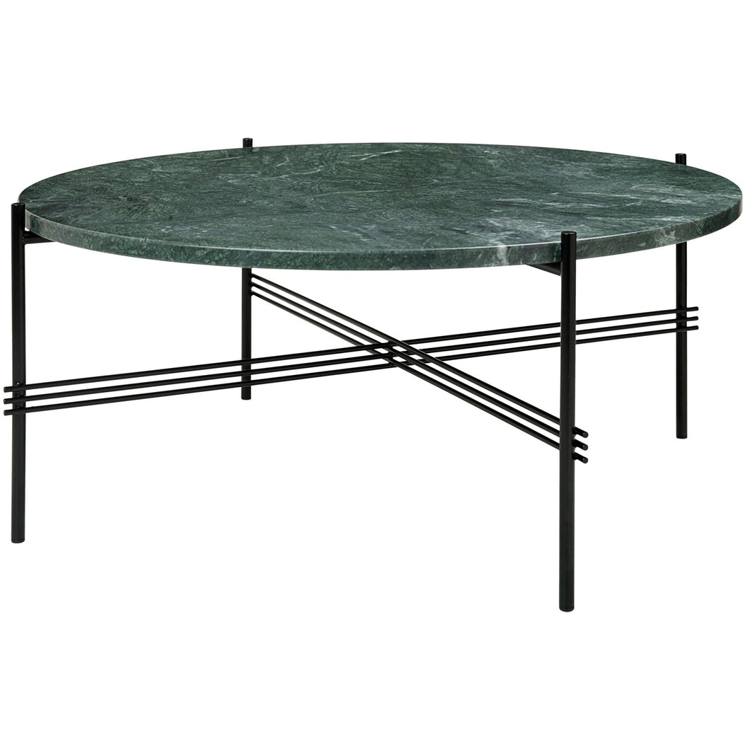 TS Table - Round - Black Base with Green Guatamala Marble Top