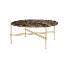 Load image into Gallery viewer, TS Table - Round - Brown Emperador Marble Top with Brass Base