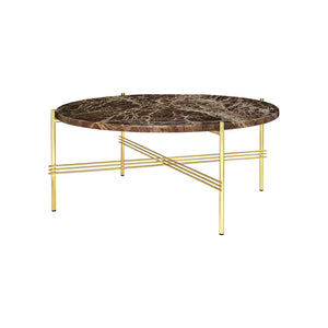 TS Table - Round - Brown Emperador Marble Top with Brass Base