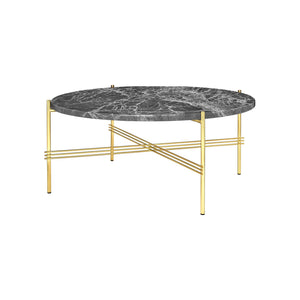 TS Table - Round - Grey Emperador Marble Top with Brass Base